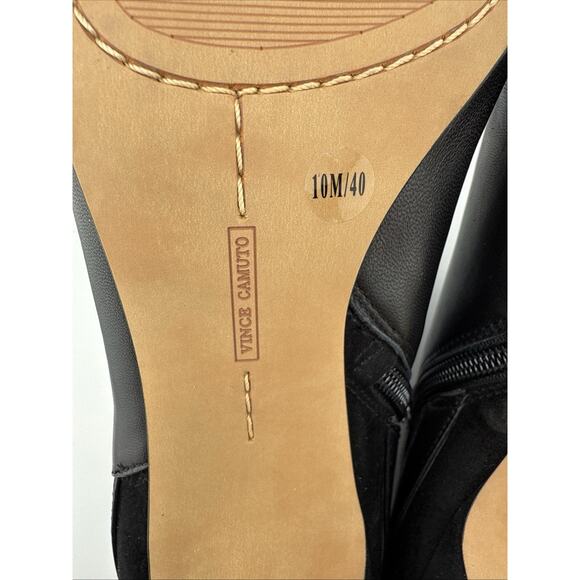 Vince Camuto Vayda Black Leather & Suede Bootie Gold Buckle Zip Size 10 M NWB - Picture 12 of 16